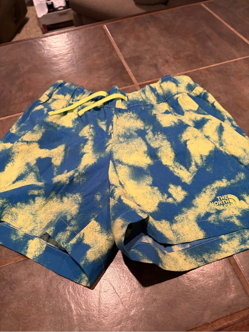 The North Face Blue/Green & Yellow Athletic Shorts